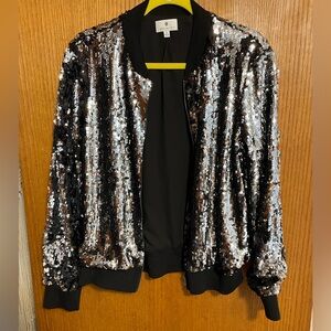 Sequined fancy moto jacket. NYE. Sz M
